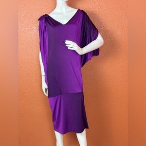 BOUNCE VINTAGE Elegant Purple Draped Dress Size 48. E45